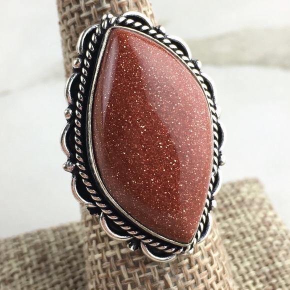 New Sandstone Silver Overlay Ring Size 7 - Picture 2 of 11